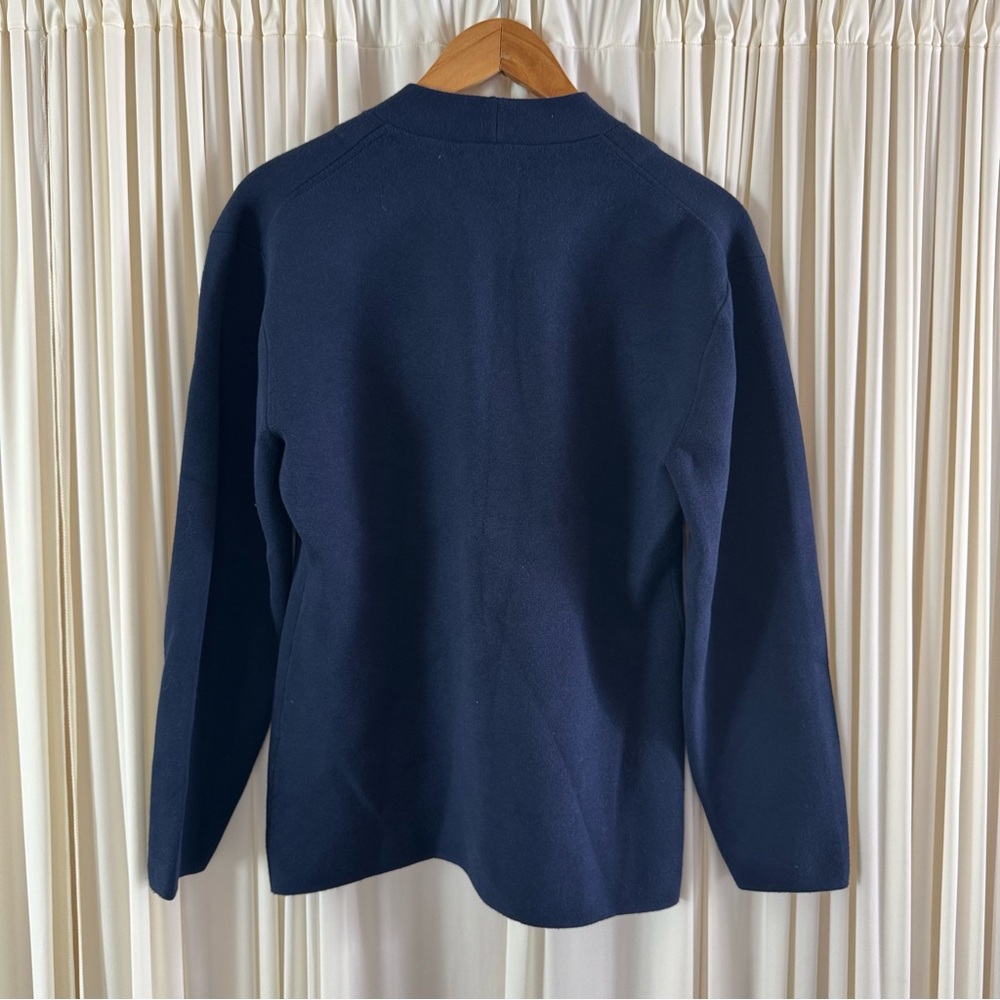 J. Crew Fitted-waist Navy Sweater Cardigan Blazer Comfy Casual Size Small Classy - Picture 4 of 5